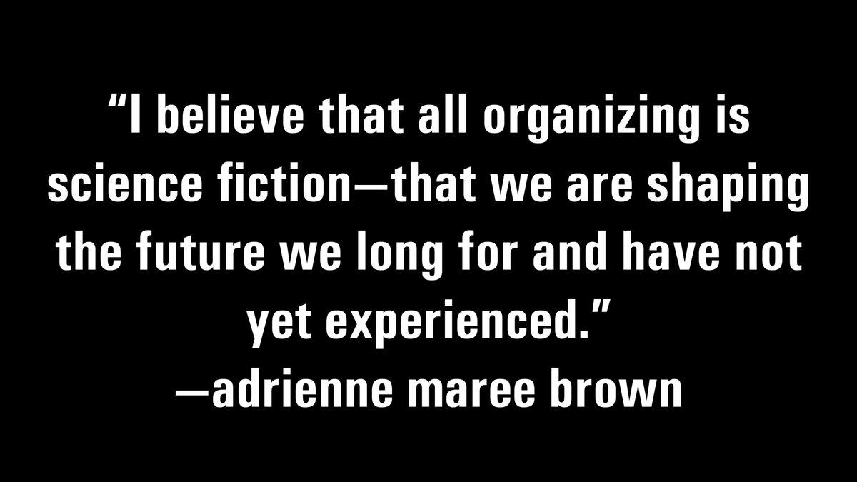 Today, join legal and popular culture theorist #SoraHan, author and activist #adriennemareebrown, and urban anthropologist #SavannahShange for a conversation on strategies, activism, and liberatory #Futures.
 
Register: ucsc.zoom.us/webinar/regist…

#VisualizingAbolition