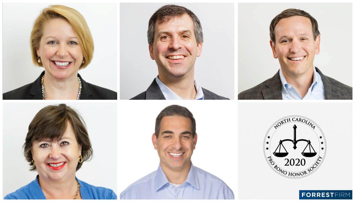 Congrats to 5 of our attorneys for being recognized in the 2020 <a href="/ncprobono/">NC Pro Bono Resource Center</a> Honor Society for completing at least 50 pro bono hours last year! Great work <a href="/james_r_forrest/">James Forrest</a> <a href="/bcbernhardt/">Brian Bernhardt</a> <a href="/LyleGravatt/">Lyle Gravatt</a>, Valerie Bateman &amp; Heather Benjamin! #probono #bcorp 
<a href="/BCorporation/">B Lab</a>