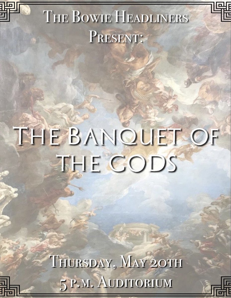 🚨Keep your calendars clear because The Bowie Headliners will be hosting our Annual Banquet next Thursday!🚨 Dress in your best Ancient Greek attire and come have fun. Hope to see you there!
