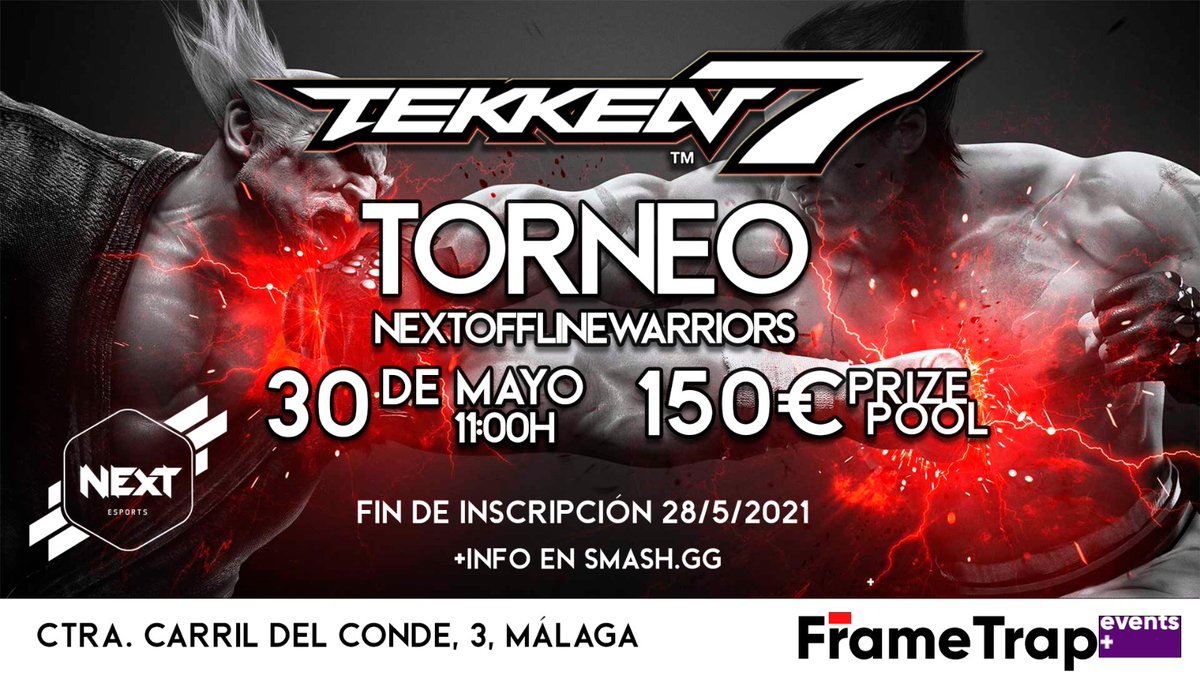 📢TORNEO TEKKEN 7
💪🏻NextOfflineWarriors💪🏻

🙌🏻 Ya tocaba torneazo de Tekken 7 para darle de nuevo la bienvenida al offline 🙌🏻 ¡Así que no lo dudes! Inscríbete en el link para pasarlo en grande✌🏻.
👇🏻 👇🏻👇🏻
smash.gg/tournament/nex…