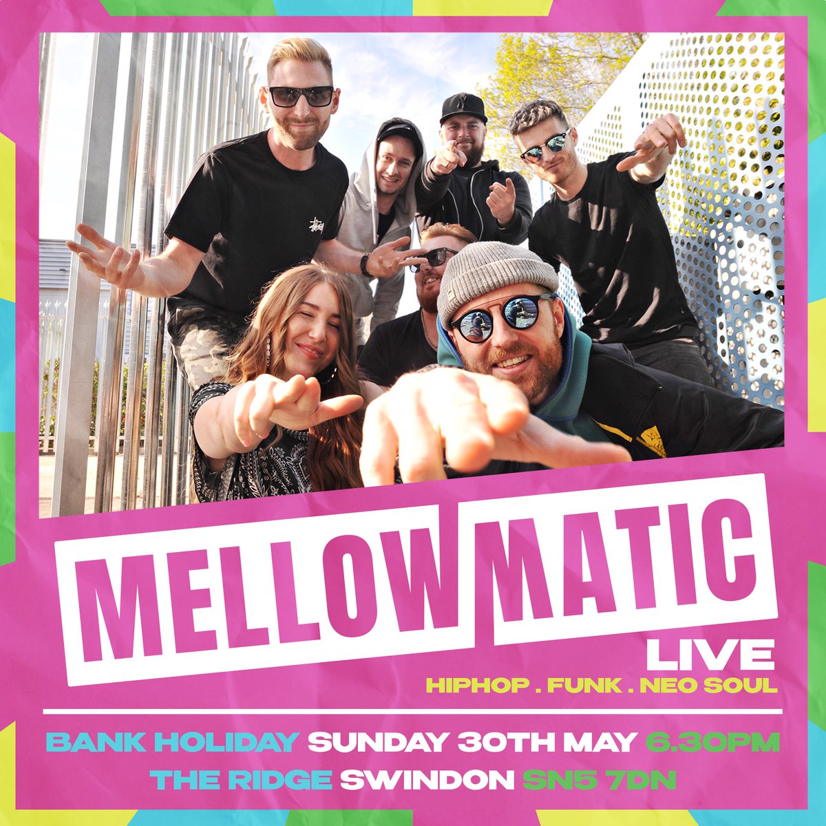 Our debut show!! Featuring the 7-piece Hiphop / Funk / Neo-soul live band at The Ridge Swindon on Bank Holiday Sunday 30th May!!
#liveband #livehiphop #festival #summer #style #fender #follow #newmusic #neosoul #sunday #hiphopband #neosoulband #bankholiday #weekend