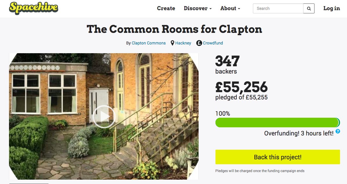 Thank you to everyone who supported this. We've hit our target with three whole hours to go. 
@clapton_commons @mayorofhackney @joannegrenfell @Old_SchoolRooms @n16boilerhouse @SamPallis