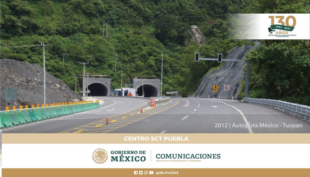 🎂El #130AniversarioSCT lo celebramos de manera virtual a través de nuestro archivo fotográfico, es por eso que el día de hoy te compartimos esta postal de la Residencia General de Carreteras Federales:

2012 | Túnel Huauchinango de la Autopista México - Tuxpan. 

@SCT_mx
