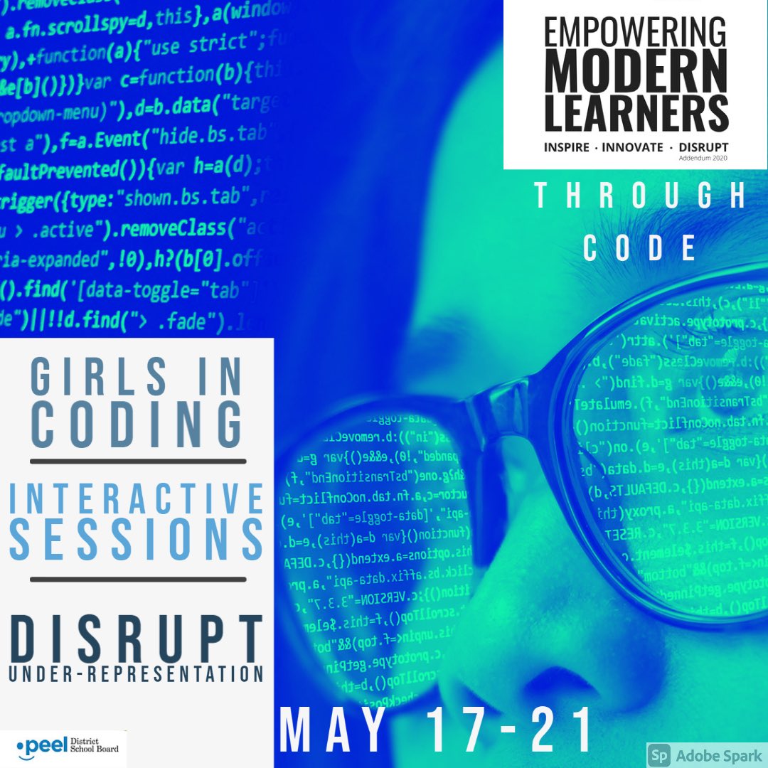 peel21st's tweet photo. Checked out next week’s @learningcode #GirlsLearningCodeWeek &amp; @scratch #ScratchWeek @PeelSchools It’s time to #disrupt #underrepresentation in #ComputerScience #coding Open to ALL staff &amp; students - it takes all of us to create change! REGISTER: https://t.co/oT42gzoxKx  #PeelEML https://t.co/hJ9GTdkD8w