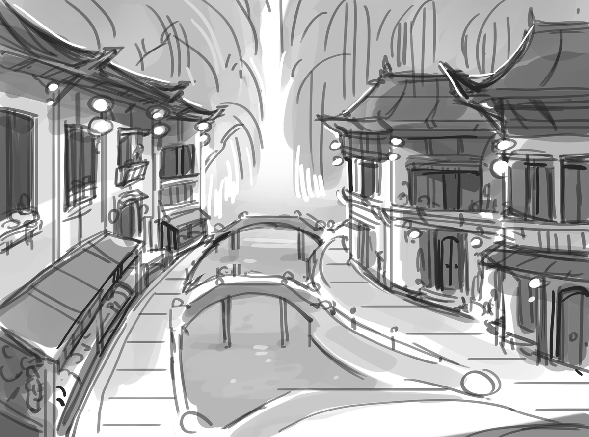 this one's real messy with a total lack of proper perspective sorry lol

tbh i don't really have a dream home idea as much as various things i like about places and that includes street markets, urban areas near water, etc etc... also i like venice + suzhou waterside architecture 