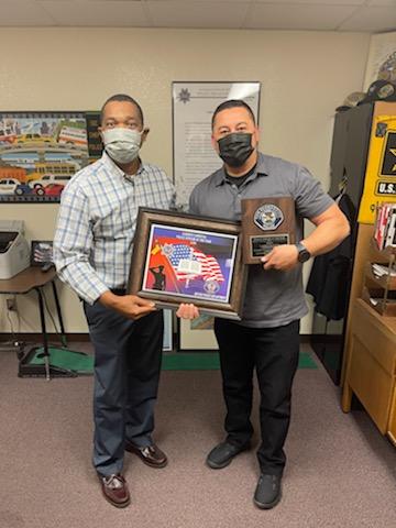 Earlier Chief, <a href="/SBSPDjpaulino/">Chief Paulino</a> took a moment to acknowledge as well as present Officer Sandoval with a few accolades as #OfficerOfTheYear An <a href="/USArmy/">U.S. Army</a> <a href="/10MTNDIV/">10th Mountain Div.</a> veteran, humble servant earned this coveted award for 2019. He demonstrates quality leadership!