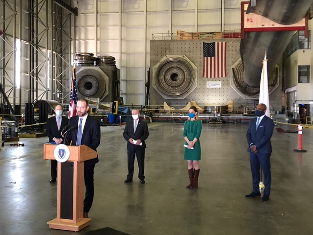MassEEA's tweet photo. In a historic day for climate action in Massachusetts and the U.S., @EEASecretary joined @VineyardWindUS CEO Lars Pedersen at the WTTC in Charlestown to celebrate @BOEM_DOI's Record of Decision granting federal approval to MA's first-in-the-nation offshore wind project. https://t.co/Gt8QItCdMY