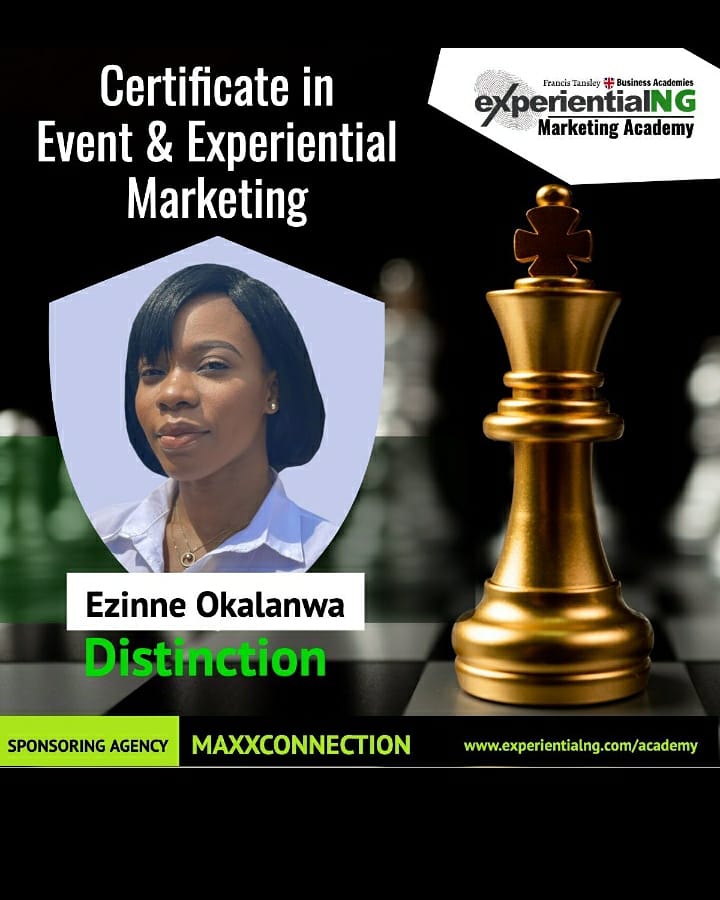 ezinne_okalanwa's tweet photo. Another proud moment!
So my company @Maxxconnectionltd enrolled me for this sometime last year, this was challenging but am glad it paid off 💯. This is the beginning of more🍾🥂
#Imove
#Ikeeppushing
#excellencedriven
#eventandexperientialmarketing
#maxxconnectionltd https://t.co/SEelhJhnMZ