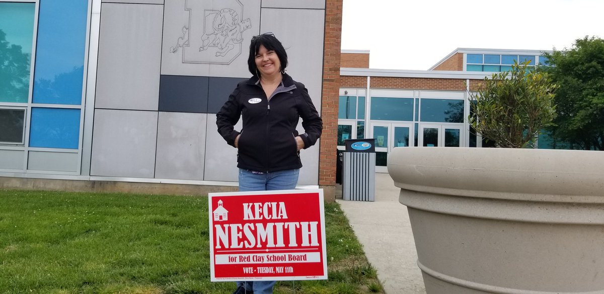 kimwilliamsde's tweet photo. Just voted in the Red Clay School Board Election, polls open until 8:00. @KeciaNesmith https://t.co/33PPSO9guP