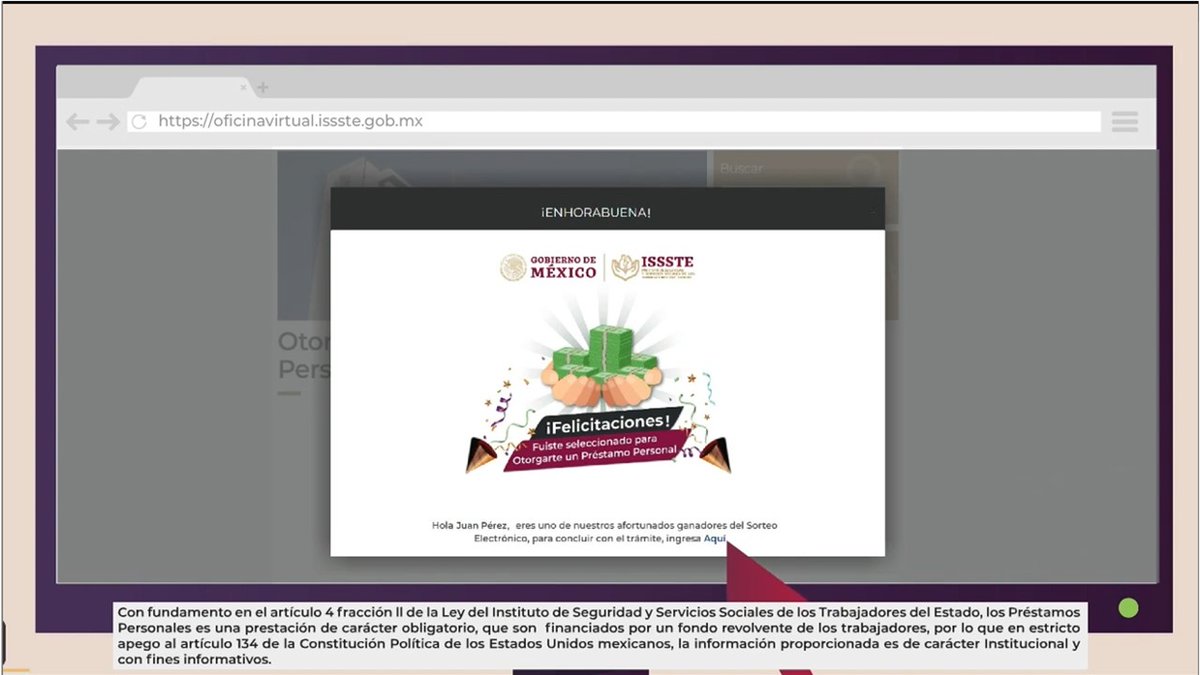 ISSSTE_mx's tweet image. ⚠️ ¡Atención! ⚠️
Si resultas ganador en alguno de los sorteos electrónicos de #PréstamosPersonales​ 2021 y recibes un correo de confirmación, esta información te interesa:
⏯️ youtu.be/hXJgjVD7MVk
