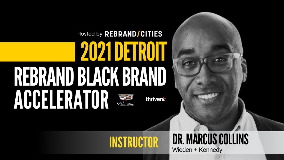 Tonight we are excited to have Dr. Marcus Collins - 
<a href="/marctothec/">Dr. Marcus Collins</a> (Head of Planning at <a href="/WiedenKennedy/">Wieden+Kennedy</a>) NYC, teach a Master Class to the #RebrandBlack Accelerator which is sponsored by <a href="/Cadillac/">Cadillac</a> and <a href="/Thrivent/">Thrivent</a>.