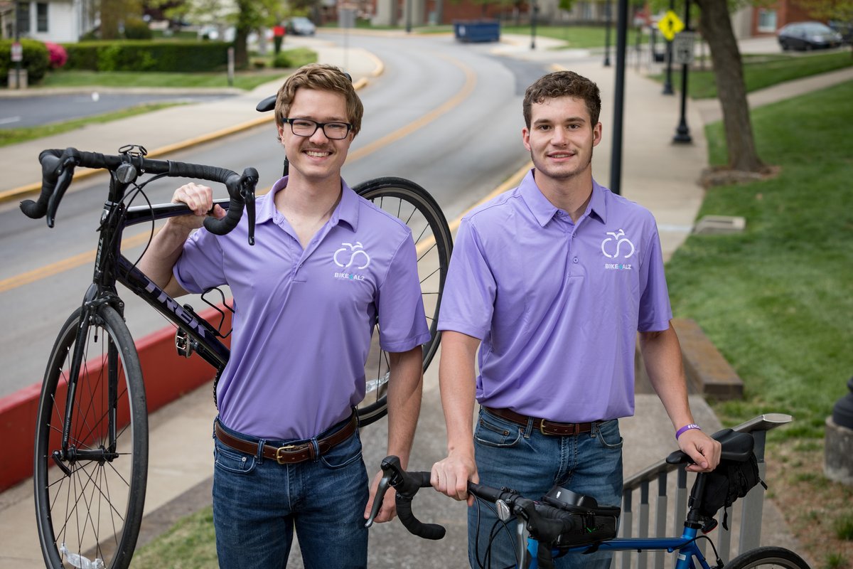 WKU seniors Justin Geilear and Ben Betts are excited to set off on this year’s ride. Read more about their story and personal connections to the cause at bit.ly/3bjN7MO.

#WKU #ClimbWithUs #GivingBack #EndAlz