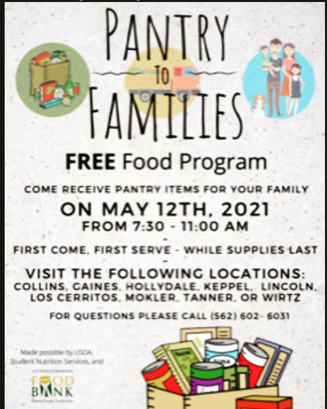 Pick up FREE pantry items on May 12th from 7:30 to 11:00 AM while supplies last!