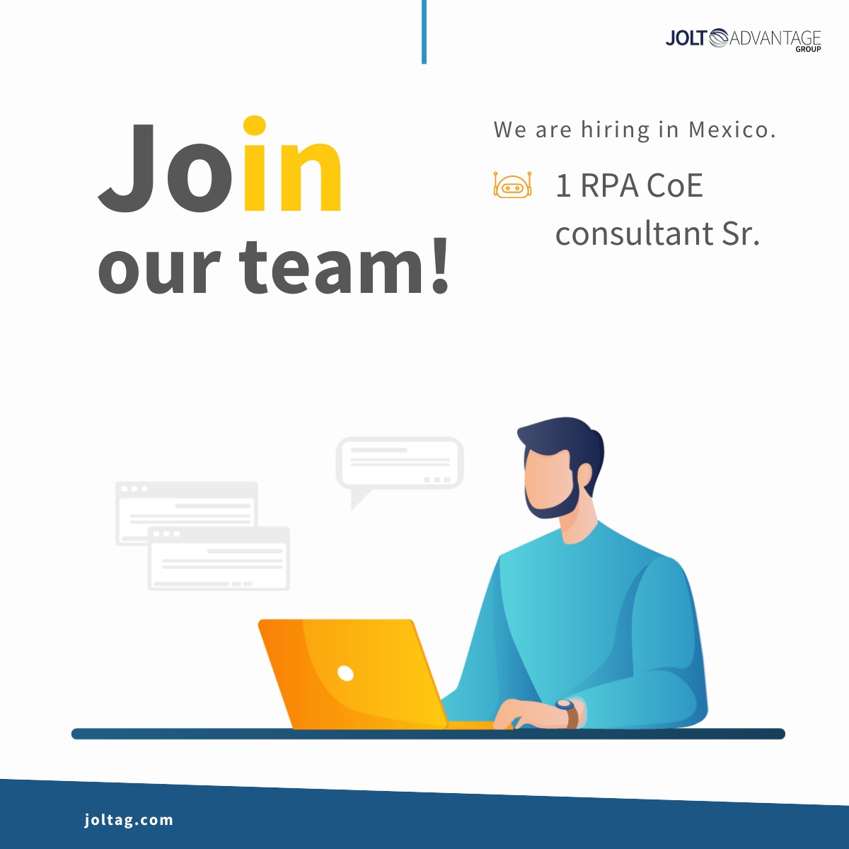Lilipad_2's tweet photo. En JOLT Advantage Group tenemos muchas vacantes!
#RPA #automation #vacantes #automatizacion #desarrolladores https://t.co/Aoxo9YNsTN