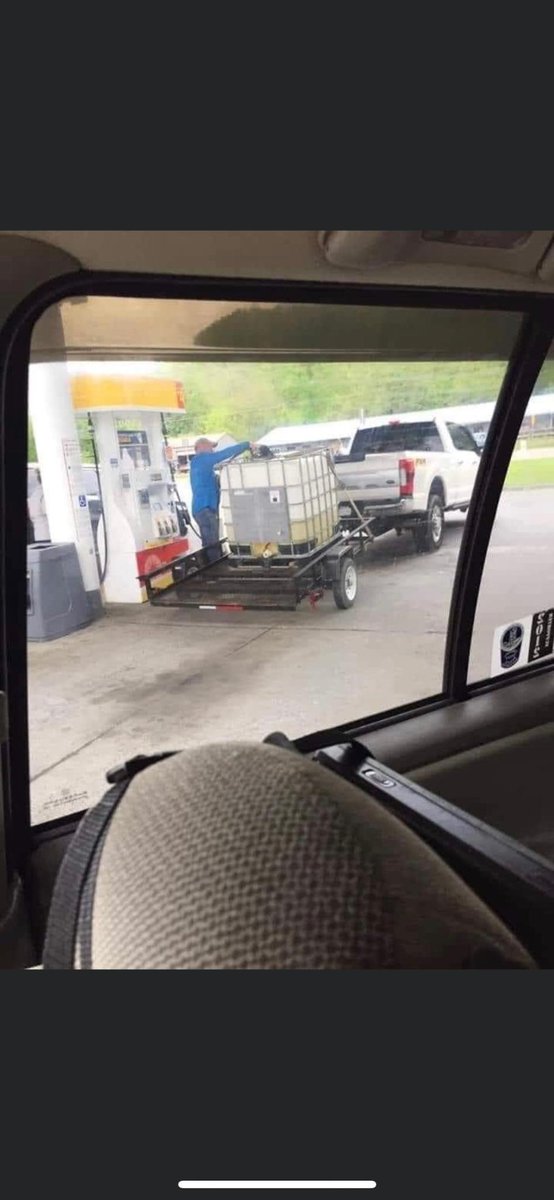 JoeyMeier's tweet photo. These are the people that create gas shortages. 

I bet he's got plenty of toilet paper too. https://t.co/O7yBZKMLcA