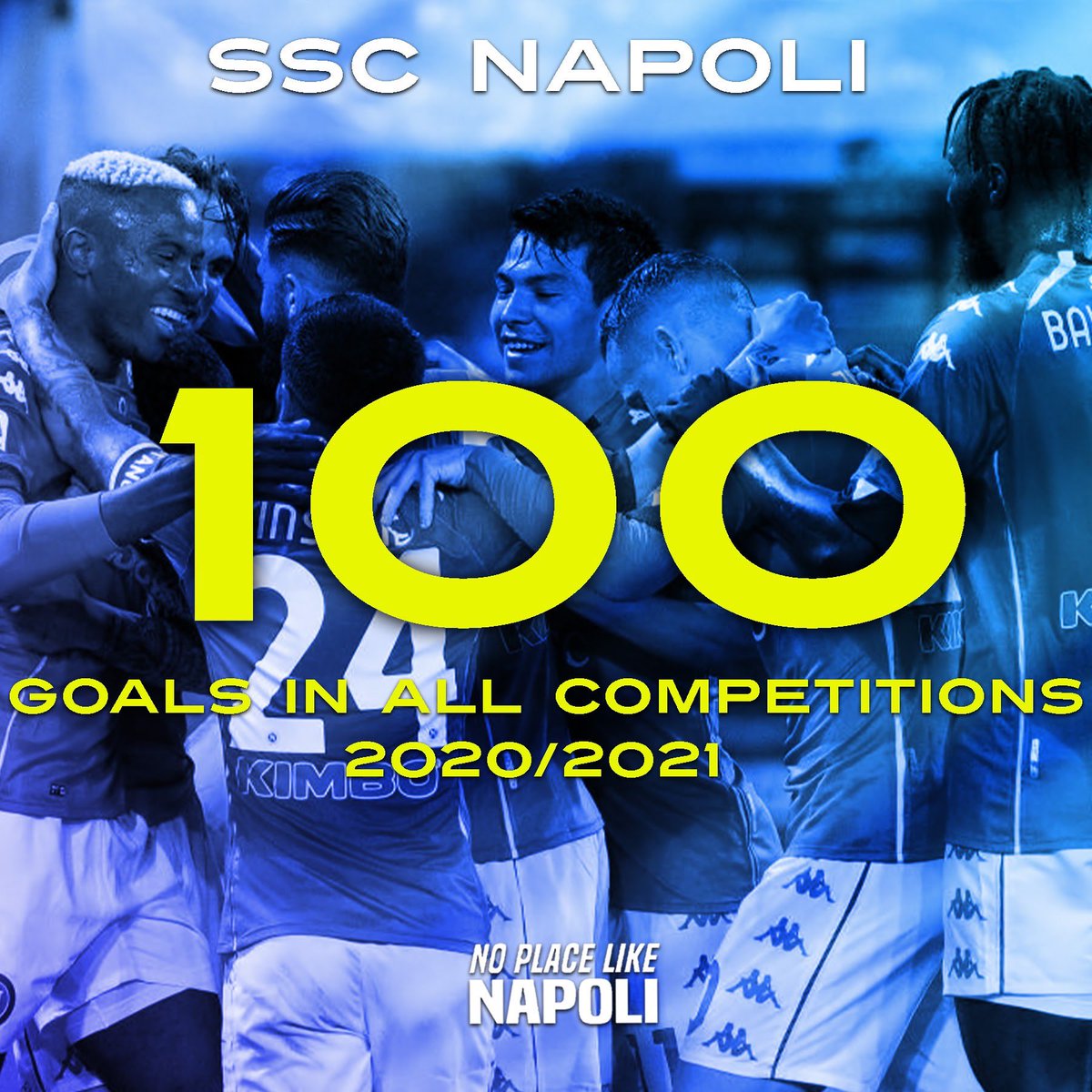 nplnapoli's tweet photo. Napoli have scored 100 goals in all competitions this season. Great achievement! 💙💪🏼 #ForzaNapoliSempre https://t.co/7Xpxj5FPI1