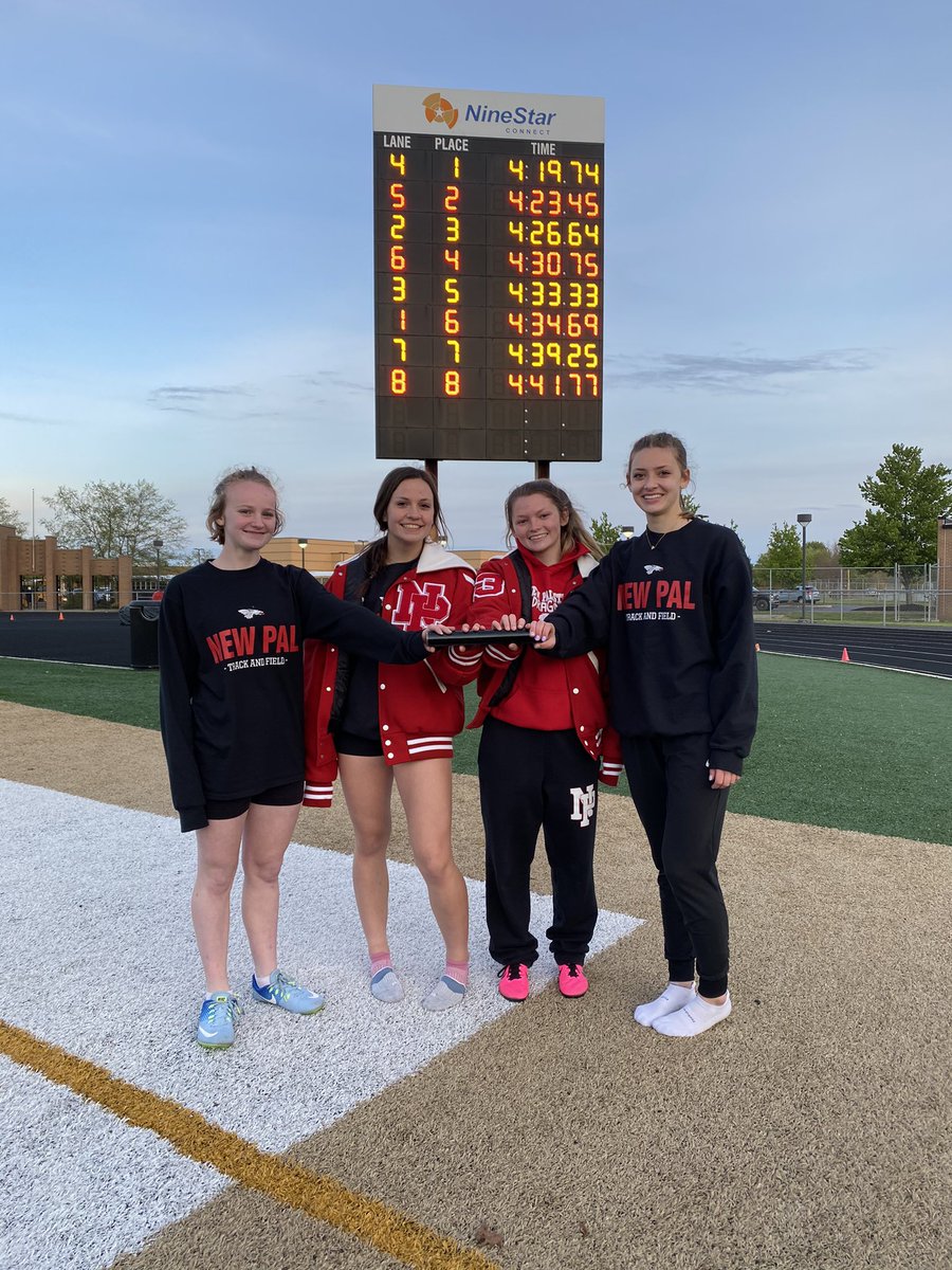 The Dragons had 2 CONFERENCE CHAMPIONSHIP Relays tonight:

4x800:
Courtney Study
Emily Adam
Megan Collins
Kendall Mann

4x400:
Courtney Study (again!)
Anne Bauer
Brenna Shaw
Lexi Baynes

The relays put on a show tonight! Congrats Champs!!!

<a href="/NPHSDragons/">New Palestine Dragons</a>
#DragonFire🔥
#NewPalProud