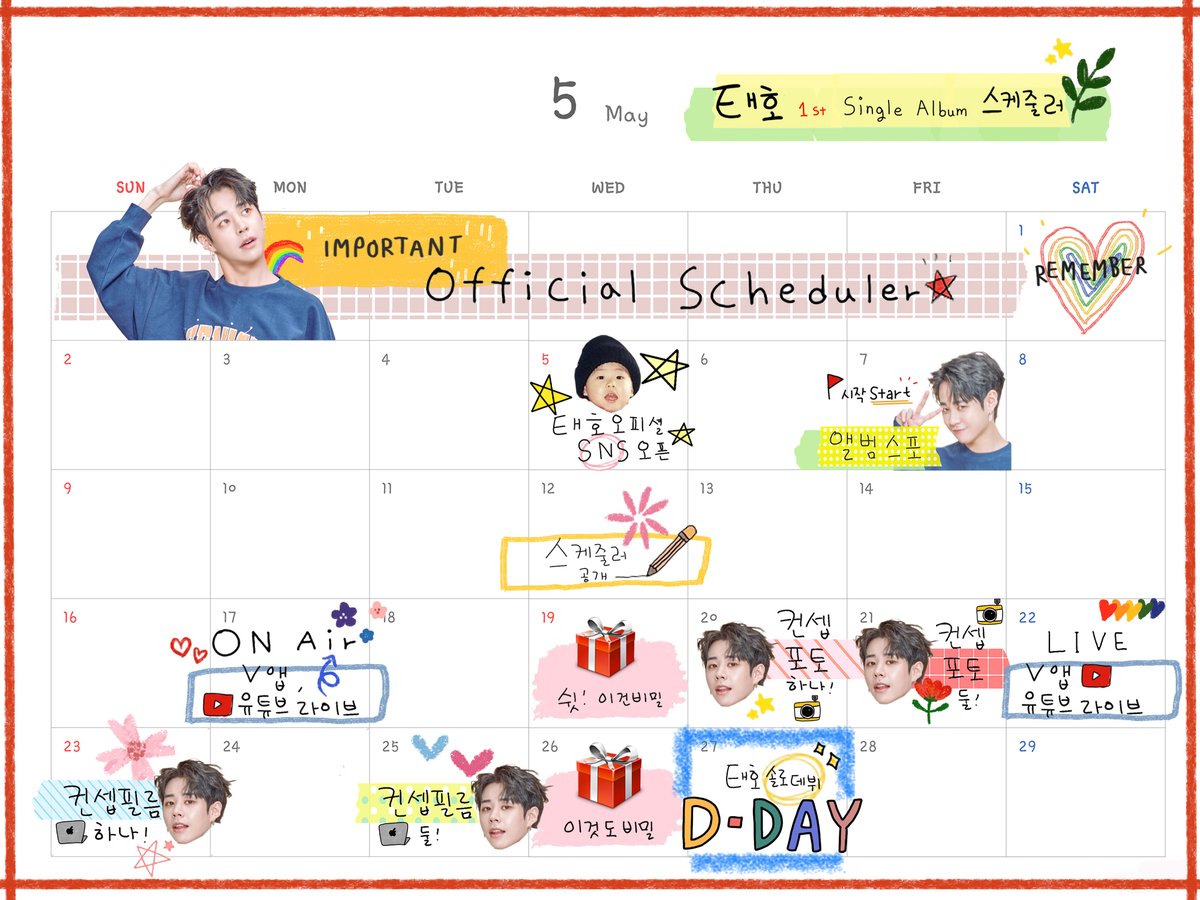taeho_official's tweet photo. TAEHO 1st Single 
2021.05.27 (THU) 6PM(KST)  

🗓Schedule Plan

#IMFACT #임팩트 #TAEHO #태호
#1st #single #solo #schedule https://t.co/tsGkIBoXYh