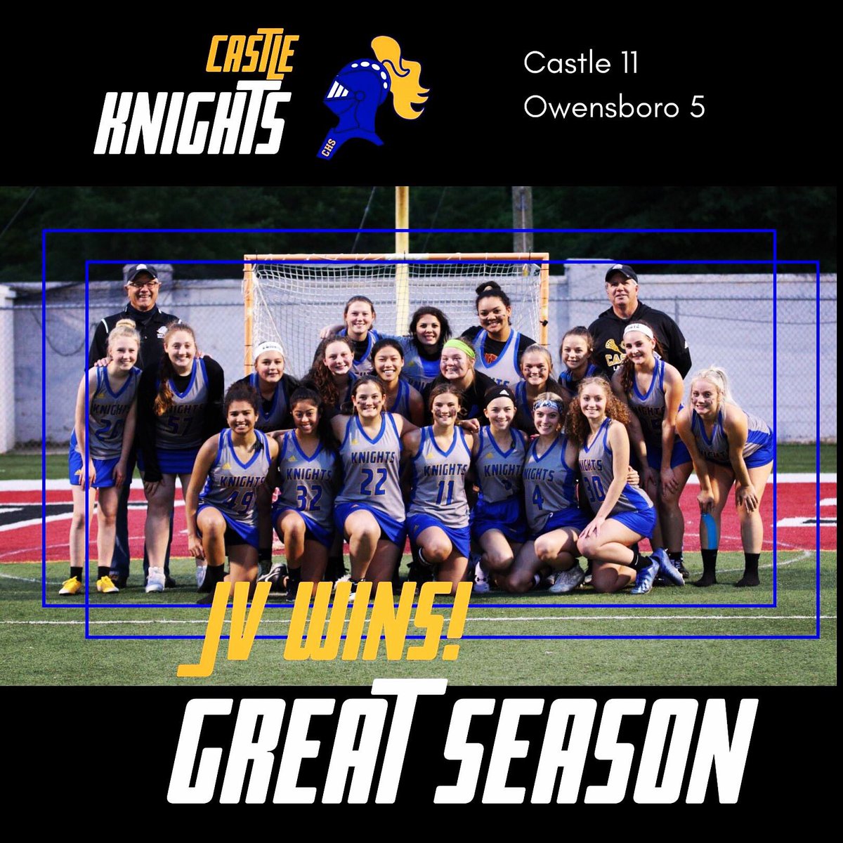 Congratulations to our JV team on an amazing season!  They finished up with a win tonight making 8 wins and only 1 very close loss for the whole season. We can not wait to see how this team and these girls develop over the years!  So proud of our JV KNIGHTS!