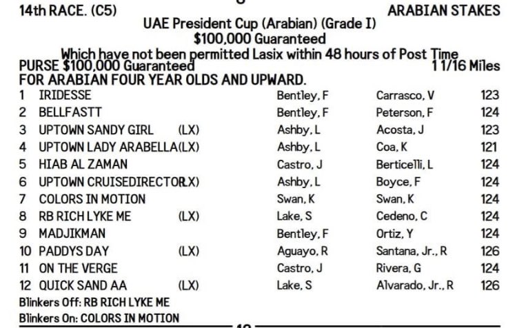 Saturday Race 14 - we have 3 entered in the Grade 1 race right after the Preakness Stakes <a href="/PimlicoRC/">Pimlico</a> 
 <a href="/Kyle_Rowley311/">Kyle Rowley</a> <a href="/turfsoul/">Evie Sweeney</a> <a href="/KathyKthsmk/">Kathy Smoke</a> <a href="/AmandaRoxKylar/">AmandaRoxborough</a> let’s have a great day! 
#ArabianHorse 
#PreaknessStakes 
#weraceclean 
#HRIA