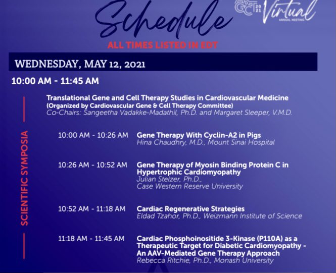 sanginair's tweet image. Tune into  #ASGCT21  virtual session tomorrow-Translational Gene &amp;amp; Cell Therapy studies in Cardiovascular Medicine-excited to co-chair @ASGCTherapy