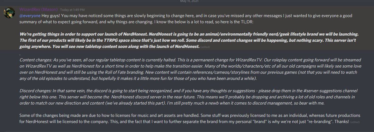 WizardRex's tweet image. Just a quick update for anyone who might want to know, but isn't in the Discord!