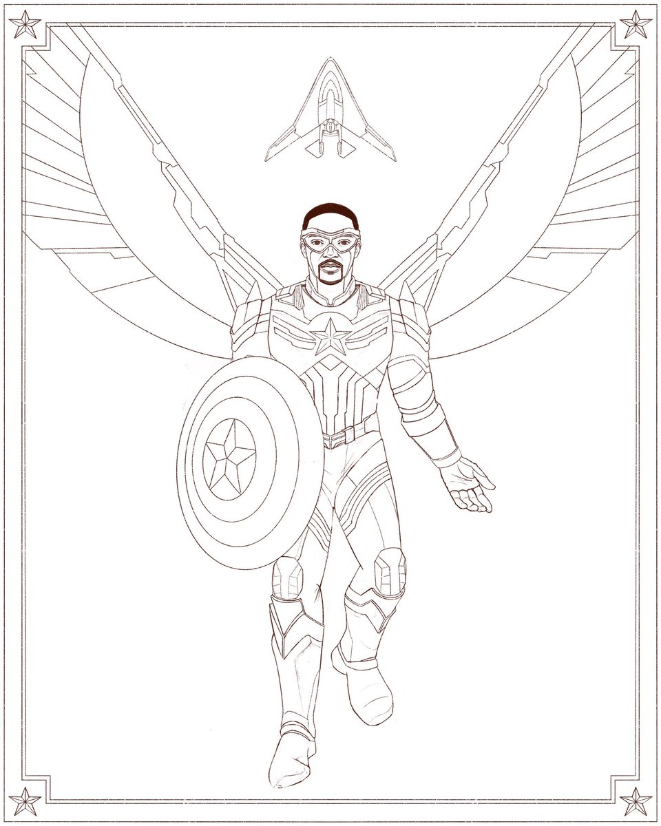 My line art for my Captain America pieces feels like a coloring book page haha (no but why did I go that hard if I was just gonna merge it with the paint layer 😐) 