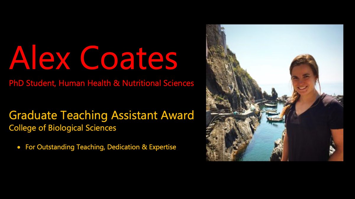 UofG_HHNS's tweet photo. 🏆Alex Wins Graduate Teaching Assistant Award!
🏅For Outstanding Teaching, Dedication &amp; Expertise!

🎓Alex Coates, PhD Student @UofG_HHNS!
💼Graduate TA!
🥼Researcher, Dr. Jamie Burr's Lab @UofGResearch!

🔎Check It: https://t.co/XXGm274WRP
🏛️#UofG
👇#WomenInSTEM #WomenInScience https://t.co/D4h3cPjDQ5
