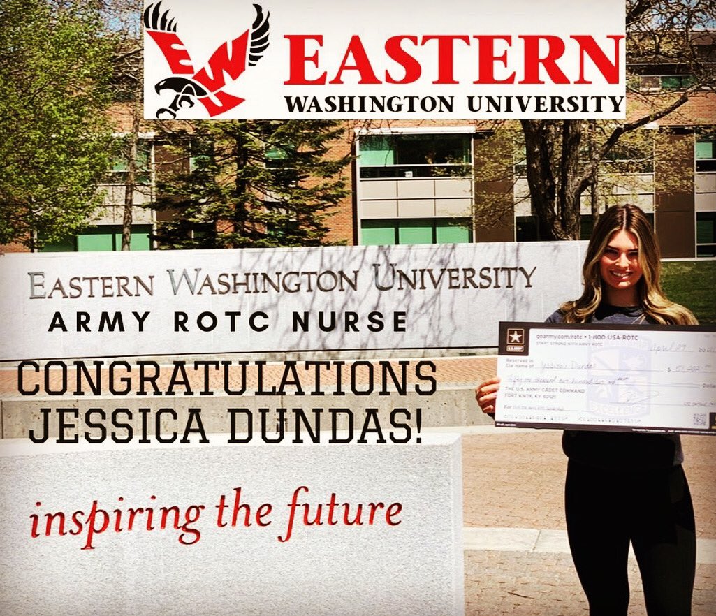 Congratulations to Mead HS 🏫 student Jessica Dundas for being awarded a ROTC scholarship to <a href="/EWUEagles/">EWU</a> worth over $50,000💰. After graduation from EWU she will commission as an officer in the Army Nurse Corps. 🩺👩‍⚕️ #Nursing #NursingSchool #Scholarships