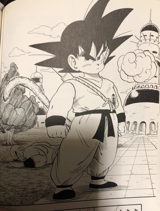 #お前らの2次元初恋って誰だったの私はドラゴンボールの、このコマの悟空かなー幼く明るい悟空が、仲間を失って覚悟を決めた後の鋭い眼光に、生まれて初めてズキュウゥゥゥンてなった鳥山明に惚れた瞬間でもある 