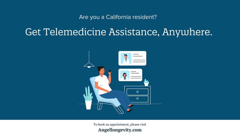 If you are a California resident and love the idea of seeing your doctor over a video conference, at Angel Longevity, we can assist with a wide range of care options. Book an appointment now at Angellongevity.com