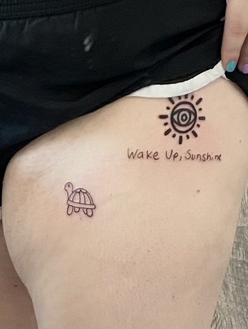 Grace on Twitter My first tattoos The AllTimeLow Sunsine logo with  the the albumsong title written by RickyPDillon And I little turtle for Turtles  All The Way Down by John Green So