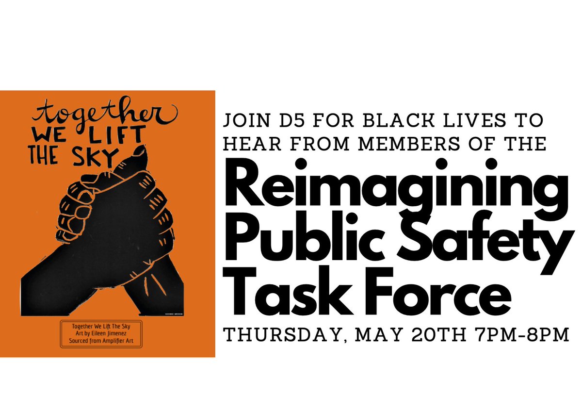 d5forblacklives's tweet photo. We are SO excited to announce this month's D5 for Black Lives Event: 
🌟Reimagining Public Safety Task Force Guest Panel!🌟
05/20 7-8 p
We are thrilled to hear from several experts about how to create more just systems &amp; policies in ATX. RSVP here: https://t.co/W9YhAPWi6V https://t.co/Vgc1Y04qPa