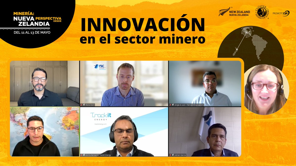 ClusterDeSonora's tweet photo. Gracias a René Sterk, director de AusIMM y a los representantes de empresas NZ #Loadscan, #ScottTechnology #TaitCommunications y #TrackitEnergy por compartirnos sus experiencias de #Innovación en #minería.
@AlbertoJOrozcoG y @RhianonBerry dieron la bienvenida.
Seguimos mañana... https://t.co/64TkxDbyig