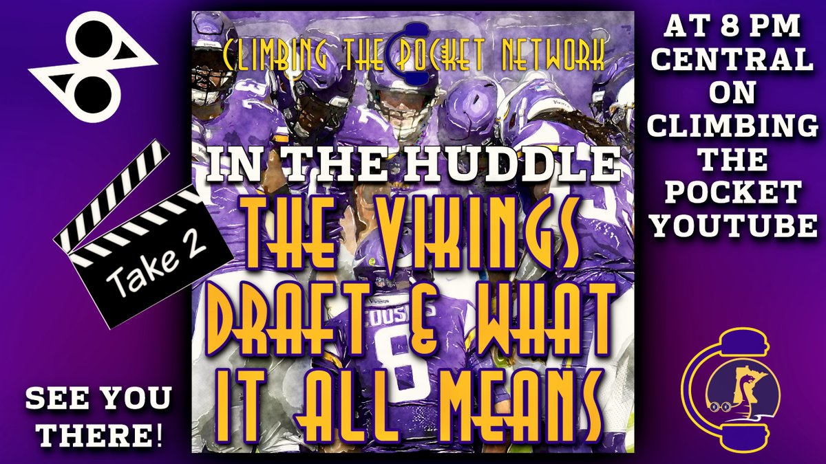 Luft_Krigare's tweet photo. Tonight, 8 CT, Take 2! @Climb_ThePocket Network’s &amp; @DailyNorseman’s “In The Huddle” show with @brownjayson, @Flipmazzi, @NickOlsonNFL &amp; @MylesGorham85 as they talk your Minnesota #Vikings, their draft haul &amp; what it means to you. #LetsGetLive

https://t.co/mebMW2pRCO https://t.co/4zuQ3xfRg5