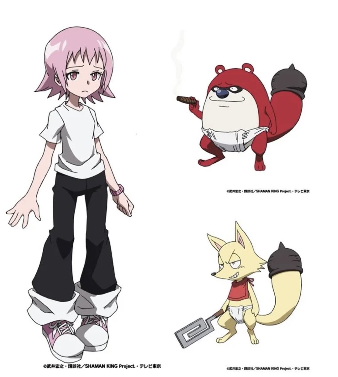 シャーマンキング の 玉村たまお ポンチ コンチ 作りました🦊🦝 表情