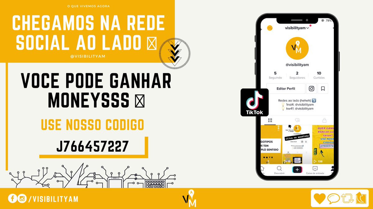 visibilityam's tweet photo. Estamos na rede social ao lado 🚀💡🤘🏽 

#tiktok #marketing #dinheiro https://t.co/tHajJYxqak