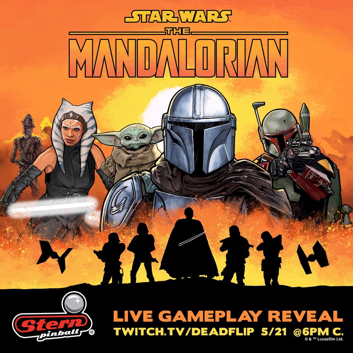 Mark your calendars, Dead Flip reveal stream with game team 5/21 @ 6pm CDT! zpr.io/HFgWH deadflip #SternPinball #TheMandalorian #StarWars