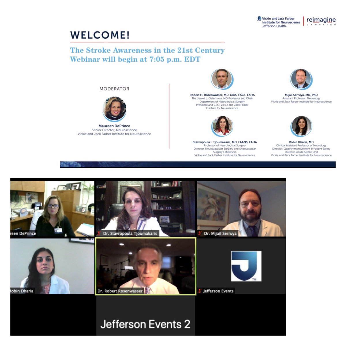 StavTjoumakaris's tweet photo. It was a pleasure to participate in this educational webinar and promote stroke awareness and treatment options in the 21st century! @JeffersonUniv @TJUHNeurosurg @rhrosenwasser @robindharia #StrokeMonth https://t.co/LuwsODTfQK