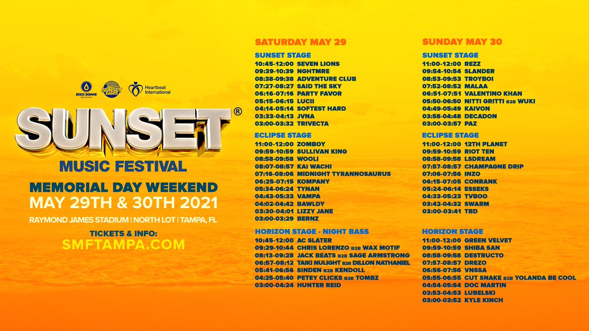 Sunset Music Festival 2021 schedule