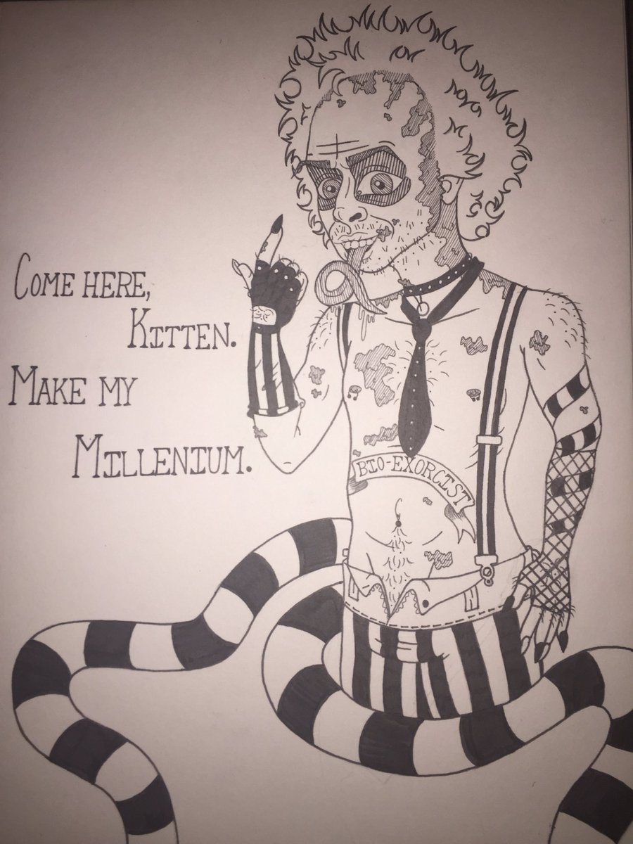 thatonecreativ1's tweet photo. This is my first post on here so don’t judge too harshly. 😅 #Beetlejuice #ghostwiththemost #makemymillennium #timburton #michaelkeaton https://t.co/XSpz4QeP3V
