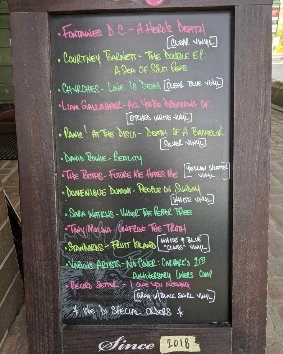 3DawgsVinyl's tweet photo. Updated 'Just In' board. Some blues, some metal, some jazz, always indie music AND always coloured vinyl. Don't forget to get your ice cream fix while you are here. #Vinyl #cratedigging #lp #33rpm #richmondbc #shoplocalyvr #supportsmallbusiness #supportindierecordstores #music https://t.co/bjmfDS0Zgq