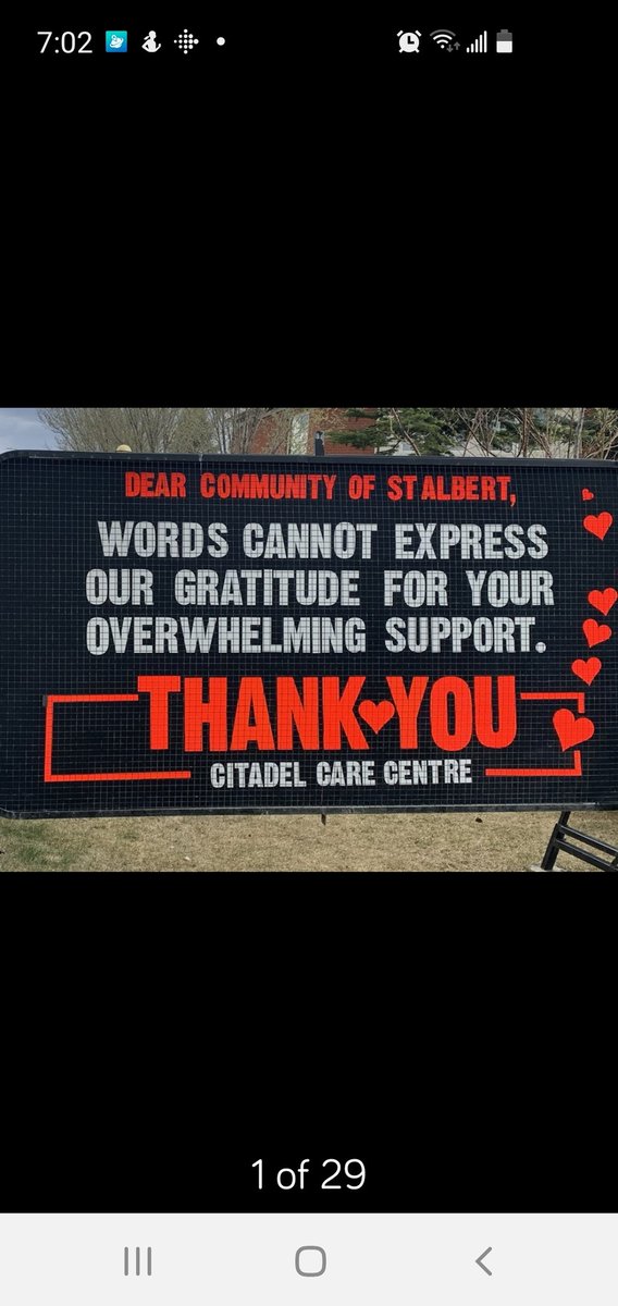 Sign at Citadel Care Centre to everyone who helped during fire evacuation  #StAlbert #citadelcarecentre #StAlbertCommunity #ThankYouStAlbertCommunity