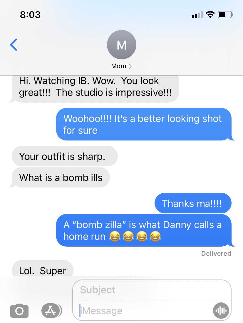 drosssports's tweet image. Oh my goodness. @dgravy32 you’ve done it now!! Ma is watching #InsideBaseball @Stadium and had this question 😂😂😂😂 #BombZilla ⚾️ @MLB