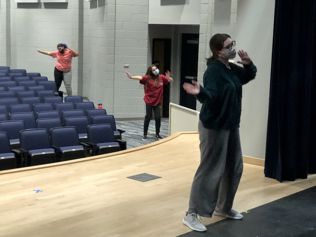 M_villeHS's tweet photo. SNEAK PEEK! New Horizons practice their show for the performance scheduled for Sunday, May 16 at 7pm.  Can’t wait to see this show! #BetterTogether https://t.co/ZXoC75RW2c