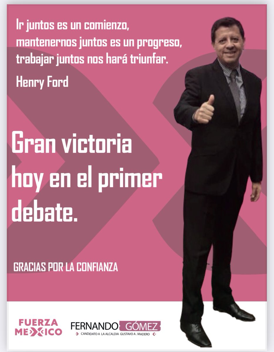 FernandoGmezRo5's tweet photo. Gracias a tú apoyo GANAMOS el debate y este 06 de junio GANAREMOS la Alcaldía Gustavo A. Madero!!! https://t.co/3jXjGdjxrC
