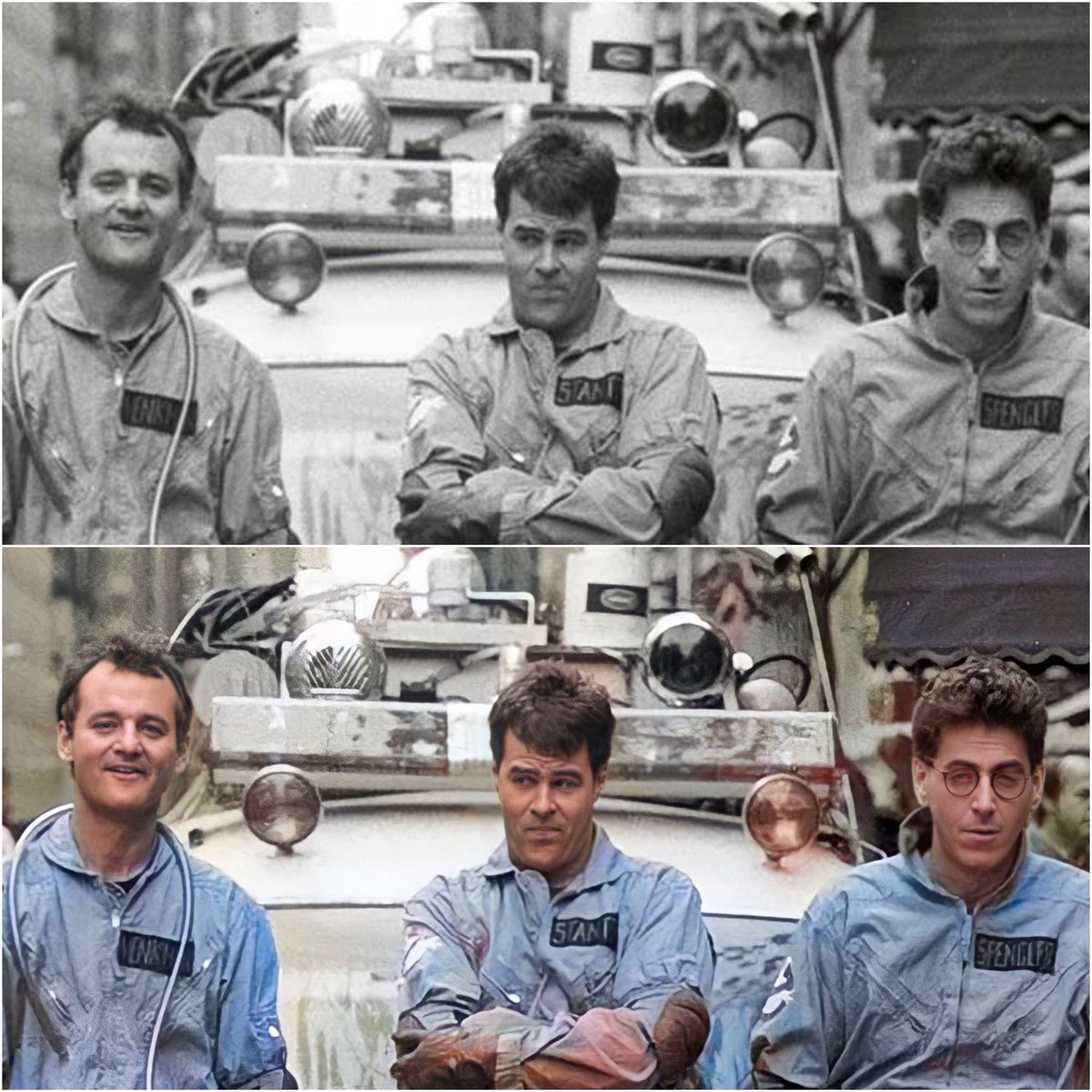iBRABO_com's tweet photo. After colourizing the photo,
next we enhanced the image quality as you can see in the faces below.

"He slimed me." -- Dr. Peter Venkman https://t.co/pvxTjBtwEh