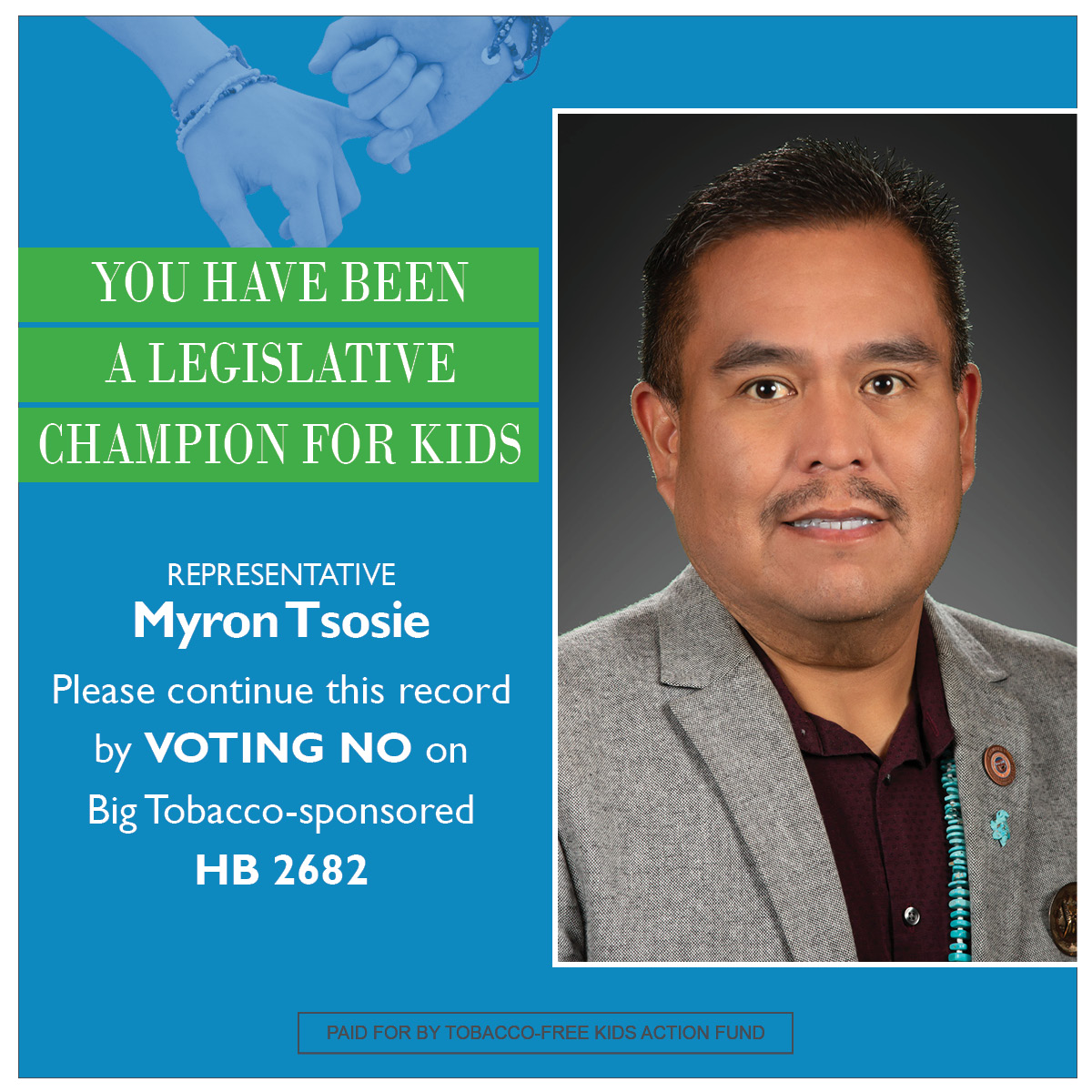 Rep. Myron Tsosie, please continue to be a champion for our kids' health. #NoOnHB2682 @MyronTsosieLD7 @AZHouseDems @AZSenateDems