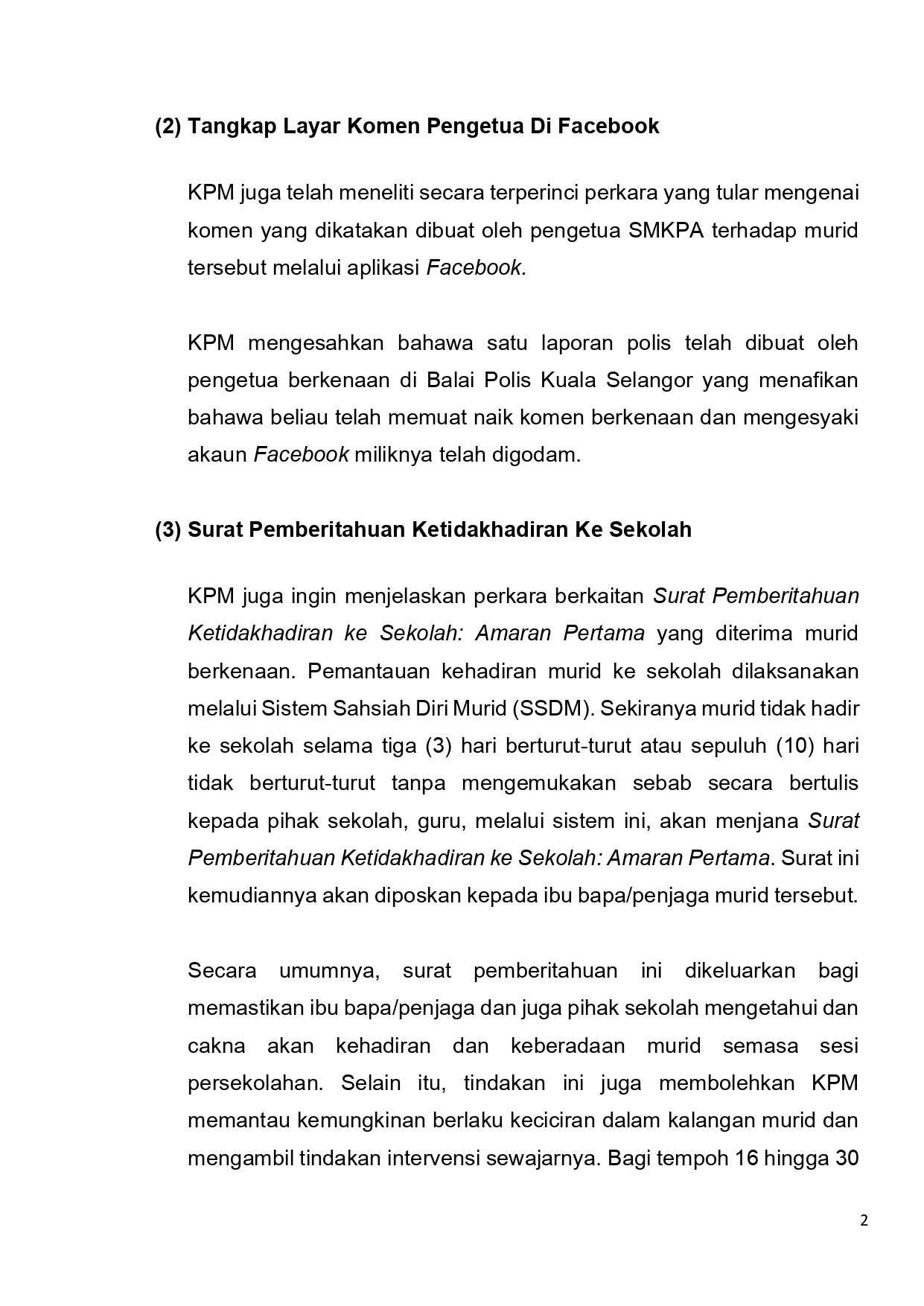 Kpm On Twitter Kenyataan Media Status Semasa Berkaitan Insiden Di Sekolah Menengah Kebangsaan Puncak Alam Selangor
