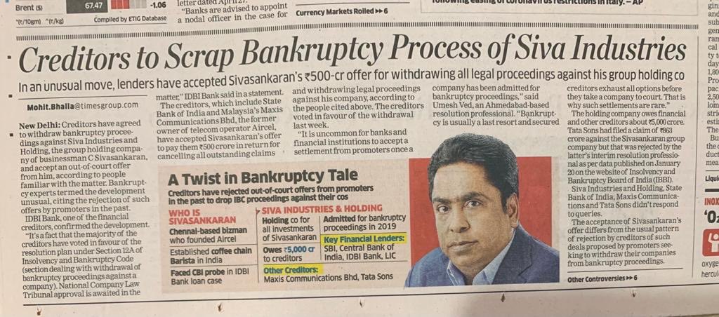 suchetadalal's tweet photo. #Siva will pay 500 crore out of 5000 and it is okay by banks. Why not? Exchequer bails them out. Like #sandesara group he too will be doing well ! But laws are for us mango people driven to suicide for 5000! Right ⁦@FinMinIndia⁩ ⁦@nsitharaman⁩ ?? https://t.co/76O9tv4F85